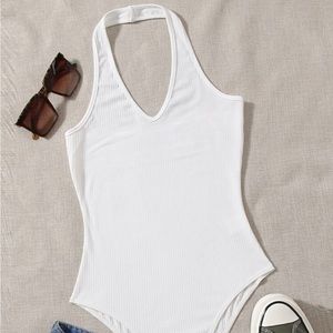 White halter top bodysuit